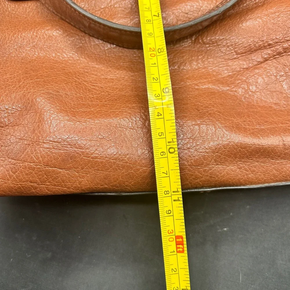 Juicy Couture Brown Buffalo Leather Satchel Crossbody Bag Gold Hardware Navy